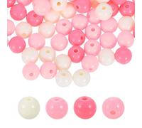 sourcing map 200pcs Cream Pink Acrylic Round Beads 10mm Dia 1.9mm Hole Plastic Resin Smooth Balls Loose Bead for Jewelry Making Bracelets Necklace Earrings DIY
