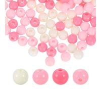 sourcing map 200pcs Cream Pink Acrylic Round Beads 6mm Dia 1.9mm Hole Plastic Resin Smooth Balls Loose Bead for Jewelry Making Bracelets Necklace Earrings DIY