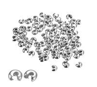 sourcing map 200Pcs Crimp Beads Covers, 5.4mm Crimp Bead Knot Covers Round Open Beads End Tips for Jewelry Making DIY, White