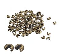 sourcing map 200Pcs Crimp Beads Covers, 5.4mm Crimp Bead Knot Covers Round Open Beads End Tips for Jewelry Making DIY, Bronze