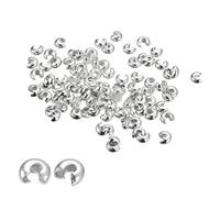 sourcing map 200Pcs Crimp Beads Covers, 6.5mm Crimp Bead Knot Covers Round Open Beads End Tips for Jewelry Making DIY, Silver