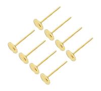 sourcing map 200Pcs Earring Posts, 5mm/0.2inch Stainless Steel Flat Pad Blank Earring Tray Studs Findings for Jewelry DIY, Gold