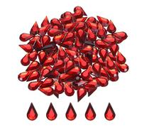 sourcing map 200PCS Flat Back Acrylic Teardrop Gems 6x10mm Artificial Rhinestones for DIY Crafts Bead Wedding Party Face Painting Jewelry Making Deep Red