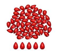 sourcing map 200PCS Flat Back Acrylic Teardrop Gems 6x10mm Artificial Rhinestones for DIY Crafts Bead Wedding Party Face Painting Jewelry Making Dull Red