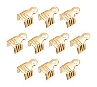 sourcing map 200Pcs Fold Over Cord Ends, 8x11mm Terminators Crimp End Tips for Leather Ribbon Craft Making, Champagne