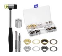 sourcing map 200pcs Grommet Eyelets Tool Kit 8mm Metal Grommet Kit with Installation Setter Tools for Shoes Clothes Leather Fabric Belt DIY, Gold,Silver,Gunmetal,Bronze
