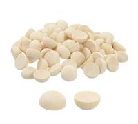 sourcing map 200Pcs Half Wood Beads, 12mm Unfinished Hemisphere Balls Round Natural Wooden Beads for DIY Crafting, Festival Ornaments