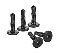 sourcing map 200Pcs Hex Socket Self Tapping Screws, #12 x 3/4" 410 Stainless Steel Flat Head Sheet Metal Drilling Screws, Black