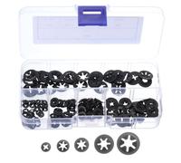 sourcing map 200pcs Internal Tooth Lock Washers Set M2 M2.5 M3 M4 M5 Locking Washers, 65Mn Steel Push Nuts