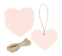 sourcing map 200Pcs Kraft Paper Gift Tags with String, 2.2 x 2.6 Inch Blank Hanging Labels Heart Shape Paper Labels Pink Gift Tags for Price Tags, Christmas, DIY Crafts