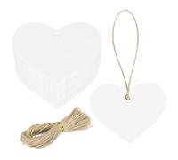 sourcing map 200Pcs Kraft Paper Gift Tags with String, 2.2 x 2.6 Inch Blank Hanging Labels Heart Shape Paper Labels White Gift Tags for Price Tags, Christmas, DIY Crafts