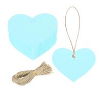 sourcing map 200Pcs Kraft Paper Gift Tags with String, 2.2 x 2.6 Inch Blank Hanging Labels Heart Shape Paper Labels Blue Gift Tags for Price Tags, Christmas, DIY Crafts