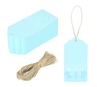 sourcing map 200Pcs Kraft Paper Gift Tags with String, 3.5 x 1.6 Inch Blank Hanging Labels Wave Shape Paper Labels Blue Gift Tags for Price Tags, Christmas, DIY Crafts