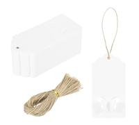 sourcing map 200Pcs Kraft Paper Gift Tags with String, 3.5 x 1.6 Inch Blank Hanging Labels Wave Shape Paper Labels White Gift Tags for Price Tags, Christmas, DIY Crafts
