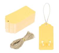 sourcing map 200Pcs Kraft Paper Gift Tags with String, 3.5 x 1.6 Inch Blank Hanging Labels Wave Shape Paper Labels Gold Gift Tags for Price Tags, Christmas, DIY Crafts