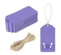 sourcing map 200Pcs Kraft Paper Gift Tags with String, 3.5 x 1.6 Inch Blank Hanging Labels Wave Shape Paper Labels Purple Gift Tags for Price Tags, Christmas, DIY Crafts
