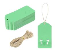 sourcing map 200Pcs Kraft Paper Tags with String, 3.5 x 1.6 Inch Blank Hanging Labels Wave Shape Paper Labels Green Tags for Price Tags, Christmas S, DIY Crafts