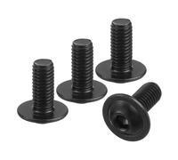 sourcing map 200Pcs M5-0.8x12mm Flanged Button Head Socket Cap Screws, 304 Stainless Steel Socket Drive Fasteners Bolts, Fully Thread Machine Screws, Black