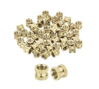 sourcing map 200Pcs M5x6x7mm Knurled Insert Nut, Brass I-Shaped Double-Pass Embedment Nuts 3D Printing Brass Nuts for 3D Printing Parts Laptop Automotive Plastic Shell