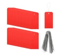 sourcing map 200Pcs Marking Tags with String, 6.3" x 3.1" Waterproof Hang Tags Attached Writable Rectangle Plastic Wires Shipping Tags for Outdoor Luggage Clothes, Red