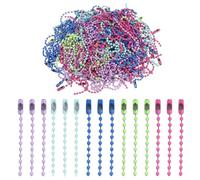 sourcing map 200pcs Metal Ball Bead Chain, 100mm Long Bead Connector Clasp Dog Tag Hanging Chain for Key Chains Tags Craft Projects Jewelry Making, Rose Red/Green/Cyan/Blue/Purple