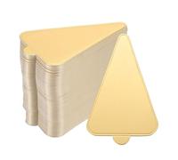 sourcing map 200pcs Mini Cake Boards, Mousse Cake Cardboards Triangle Cake Bases Plates Cupcake Dessert Displays Base Tray for Cupcakes, Cakes, Dessert Base - Grease Proof (Gold)