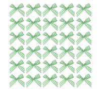 sourcing map 200pcs Mini Gingham Ribbon Bows 2 Inch Small Tiny Checkered Plaid Ribbon Bow for Sewing Crafts, Hair Accessories, Gift Box Ornament, Festival, Green/Wihte