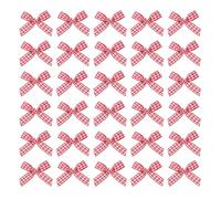 sourcing map 200pcs Mini Gingham Ribbon Bows 2 Inch Small Tiny Checkered Plaid Ribbon Bow for Sewing Crafts, Hair Accessories, Gift Box Ornament, Festival, Red/White