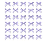 sourcing map 200pcs Mini Gingham Ribbon Bows 2 Inch Small Tiny Checkered Plaid Ribbon Bow for Sewing Crafts, Hair Accessories, Gift Box Ornament, Festival, Purple/White