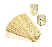 sourcing map 200Pcs Napkin Rings Laser Cut Foil Paper, Napkin Holder Hollow Napkin Bands for Weddings Party Serviette Table Decoration Restaurant (Reflective Gold, 5.3 x 1.6")
