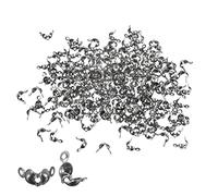 sourcing map 200Pcs Open Bead Tips Knot Covers, 1.3mm Metal Clamshell Crimp Fold-Over Calotte Ends Caps for Jewelry Making DIY Crafts, Dark Grey