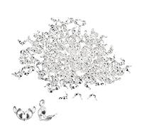 sourcing map 200Pcs Open Bead Tips Knot Covers, 1.3mm Metal Clamshell Crimp Fold-Over Calotte Ends Caps for Jewelry Making DIY Crafts, Grey