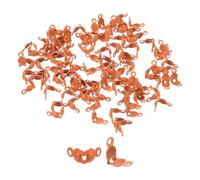 sourcing map 200pcs Open Bead Tips Knot Covers, 1mm Metal Clamshell Crimp Fold-Over Calotte Ends Caps for DIY Bracelets Necklaces Crafts Jewelry Making, Orange