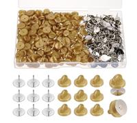sourcing map 200Pcs Pair Pin Backs Locking for Crafts Keepers Locking Clasp Blank Backing Pin with Storage Case for Backpacks, Craft Making, Tie, Hat, Badges, Gold