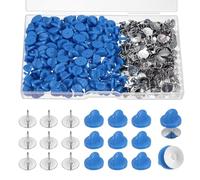 sourcing map 200Pcs Pair Pin Backs Locking for Crafts Keepers Locking Clasp Blank Backing Pin with Storage Case for Backpacks, Craft Making, Tie, Hat, Badges, Sky Blue
