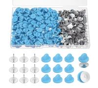 sourcing map 200Pcs Pair Pin Backs Locking for Crafts Keepers Locking Clasp Blank Backing Pin with Storage Case for Backpacks, Craft Making, Tie, Hat, Badges, Lake Blue