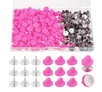sourcing map 200Pcs Pair Pin Backs Locking for Crafts Keepers Locking Clasp Blank Backing Pin with Storage Case for Backpacks, Craft Making, Tie, Hat, Badges, Pink