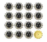 sourcing map 200pcs Pearl Rhinestone Button 12mm Sew on Rhinestone Vintage Faux Pearls Metal Claw Flatback Sewing for DIY Crafts Dress Clothing Shoes Bag Decorations Accessories, Black