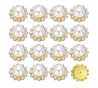 sourcing map 200pcs Pearl Rhinestone Embellishments, 12mm Vintage Faux Pearls Flower Rhinestone Charm, Stick on Gems for DIY Jewelry Making and Wedding Crafts Decoration, White-Gold