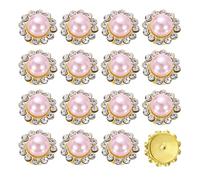 sourcing map 200pcs Pearl Rhinestone Embellishments, 12mm Vintage Faux Pearls Flower Rhinestone Charm, Stick on Gems for DIY Jewelry Making and Wedding Crafts Decoration, Light Pink