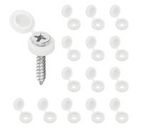 sourcing map 200pcs Plastic Hinged Screw Cover Caps 3.1mm / 0.12" Shutter Screw Caps Fold Snap Washer Covers for Windows Outside Railings Furniture, White