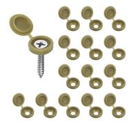 sourcing map 200pcs Plastic Hinged Screw Cover Caps 5.4mm / 0.21" Shutter Screw Caps Fold Snap Washer Covers for Windows Outside Railings Furniture, Bronze