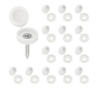 sourcing map 200pcs Plastic Hinged Screw Cover Caps 5.7mm / 0.22" Shutter Screw Caps Fold Snap Washer Covers for Windows Outside Railings Furniture, White