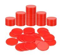 sourcing map 200Pcs Plastic Poker Chips, 1.5 Inch Learning Counters Counting Counters Disks Markers Opaque Game Tokens for Game Play Math Counting, Red