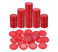 sourcing map 200Pcs Plastic Poker Chips, 22mm Mini Bingo Chips Learning Counters Counting Counters Disks Markers Opaque Game Tokens for Game Play Math Counting, Red, Pattern
