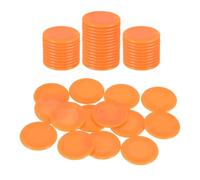 sourcing map 200Pcs Plastic Poker Chips, 22mm Mini Bingo Chips Learning Counters Counting Counters Disks Markers Opaque Game Tokens for Game Play Math Counting, Orange, Pattern