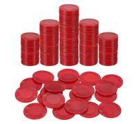 sourcing map 200Pcs Plastic Poker Chips, 25mm Mini Bingo Chips Learning Counters Counting Counters Disks Markers Opaque Game Tokens for Game Play Math Counting, Red, Pattern
