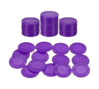 sourcing map 200Pcs Plastic Poker Chips, 25mm Mini Bingo Chips Learning Counters Counting Counters Disks Markers Opaque Game Tokens for Game Play Math Counting, Purple, Pattern