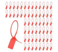 sourcing map 200PCS Plastic Tamper Seals (250mm Length, Red) Zip Tie Labels Self-Locking Signage Pull Tight Security Tag Seals, for Clothing Anti-Theft Logistics Mark Luggage Tag