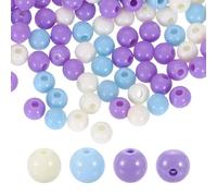 sourcing map 200pcs Purple Acrylic Round Beads 6mm Dia 1.9mm Hole Plastic Resin Smooth Balls Loose Bead for Jewelry Making Bracelets Necklace Earrings DIY